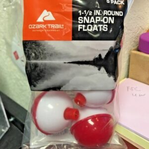 Ozark Trails, FISHING BOBBERS, RED & WHITE, 5 PK.,1-1/2" ROUND, SNAP-ON FLOATS