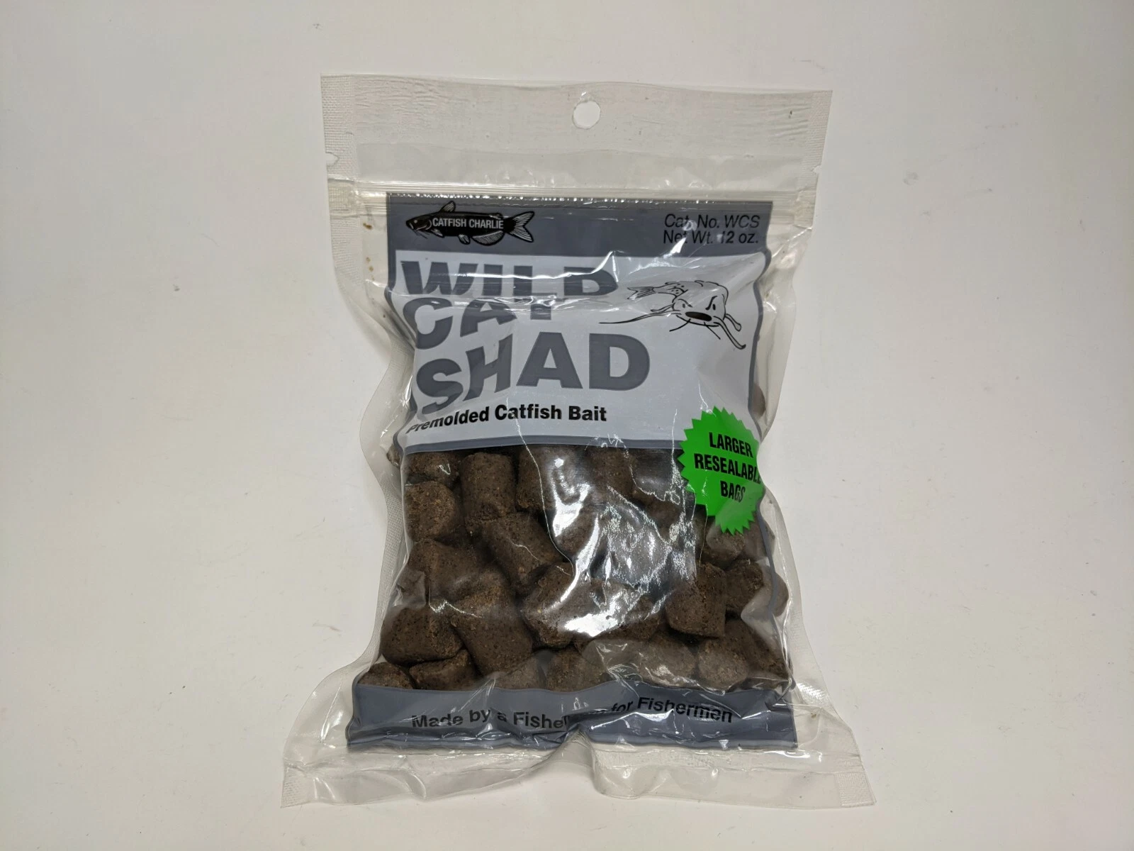 Catfish Charlie Wild Cat Pre Molded Shad Dough Bait in Resealable Bag 12 Oz.
