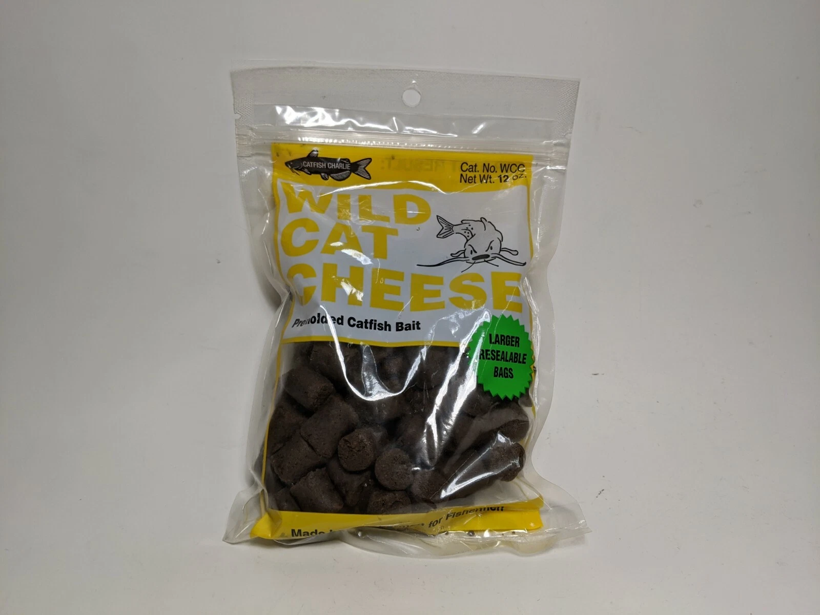 Catfish Charlie Wild Cat Pre Molded Cheese Dough Bait in Resealable Bag 12 Oz.