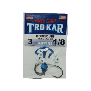 TroKar Boxer Jig Head White 1/8oz 2/0 3pk
